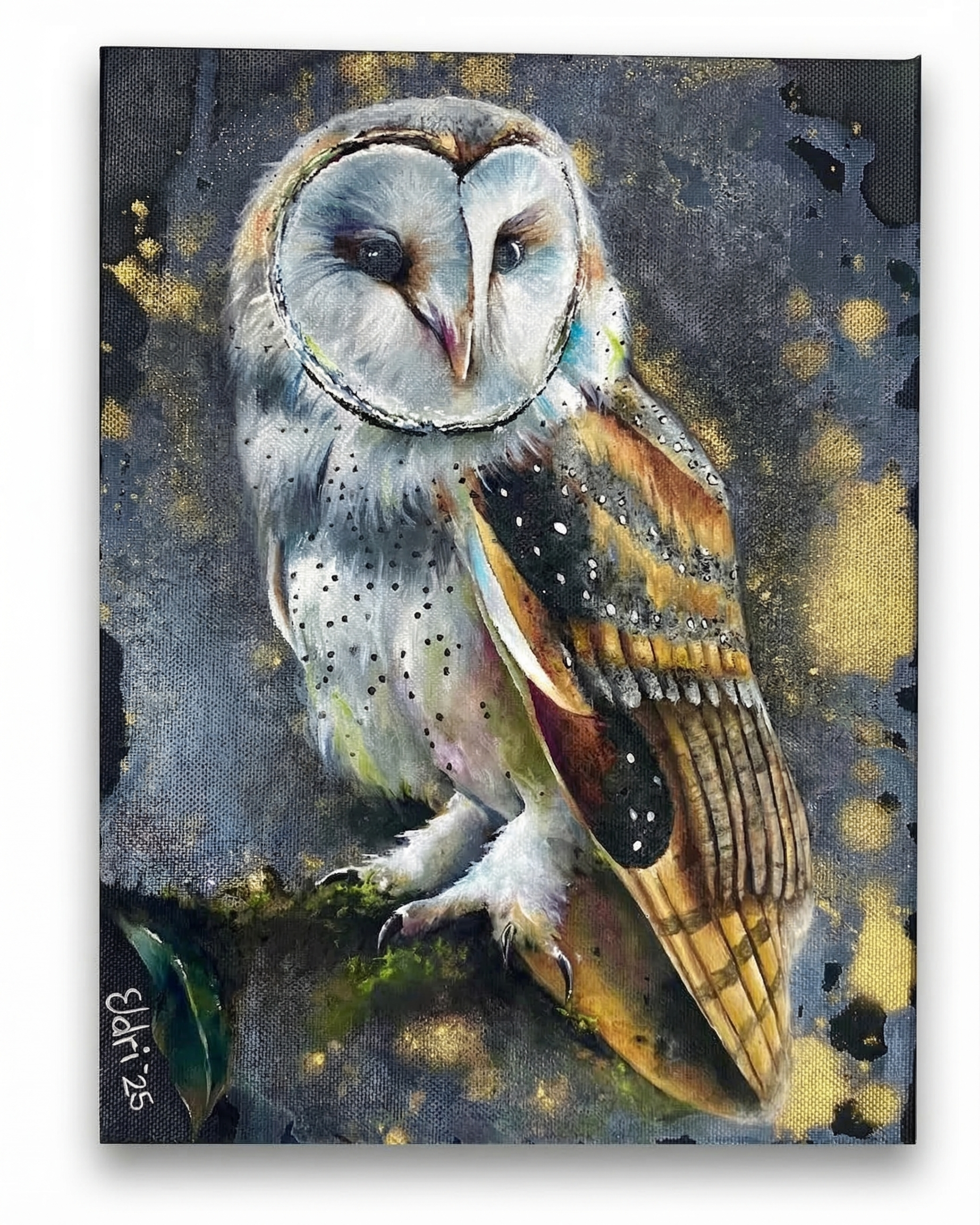 Featured Artwork - Barn Owl with Gold Leaf